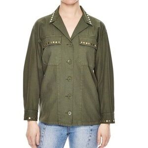 Sandro Green Studded Utility Jacket